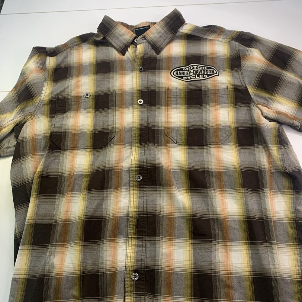 Harley Davidson Plaid Button Up Shirt Mens XL